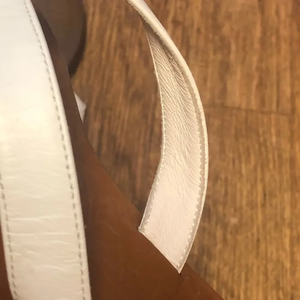 Kate Spade White Charles Vacchetta Leather Slip On Thong Sandals Size 8